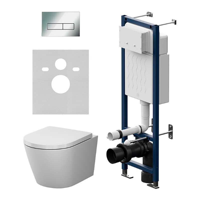 Изображение товара Инсталляция для подвесного унитаза AM.PM X-Joy белая с крышкой микролифт и хром клавишей