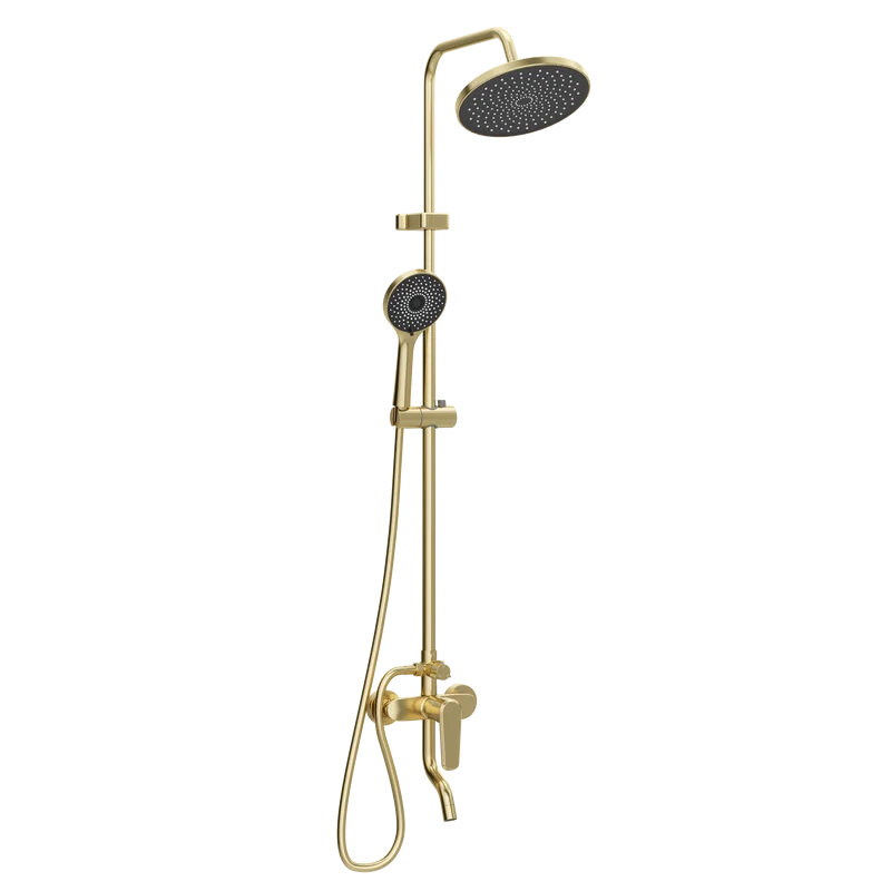 Изображение товара Душевая система Киркенес S45170GM с трехрежимной лейкой и латунью