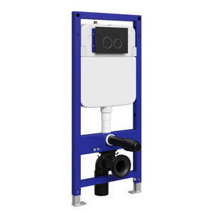 Изображение товара Инсталляция для подвесного унитаза Stworki Хельсинки S33500BK, с клавишей черной матовой