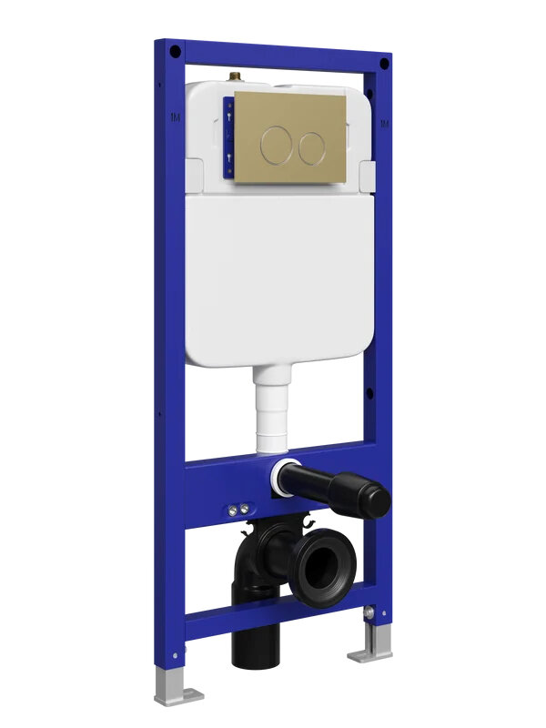 Изображение товара Инсталляция для подвесного унитаза Stworki Хельсинки S33500GM с механической кнопкой