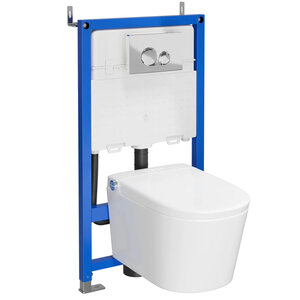 Изображение товара Комплект подвесной унитаз безободковый с биде торнадо и микролифтом Stworki Левангер S07405WH