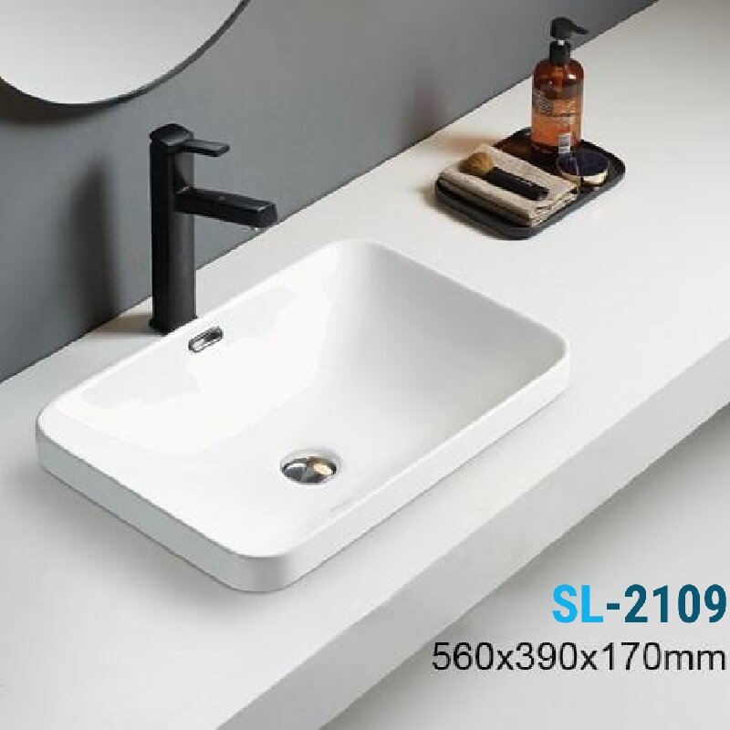 Изображение товара Раковина накладная SantiLine SL-2109 56х39 см белая для ванной и кухни