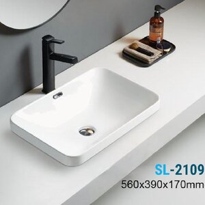 Изображение товара Раковина накладная SantiLine SL-2109 56х39 см белая для ванной и кухни