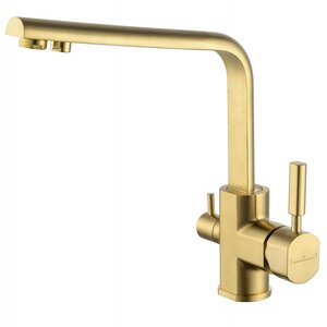Изображение товара Смеситель для кухонной мойки Wonzon & Woghand с подключением к фильтру брашированное золото