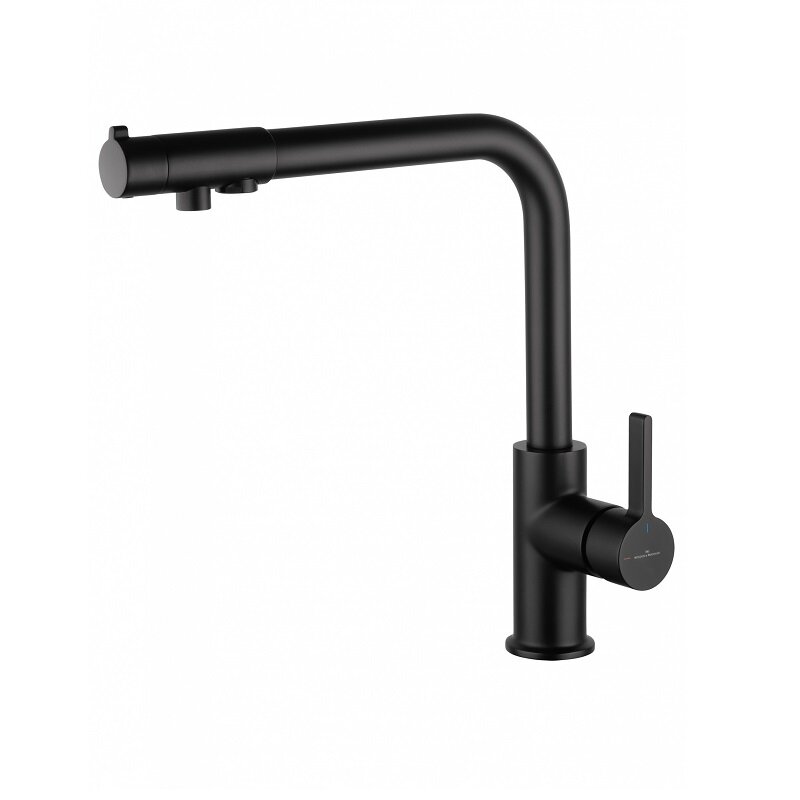 Изображение товара Смеситель для кухонной мойки Wonzon & Woghand с подключением к фильтру черный матовый