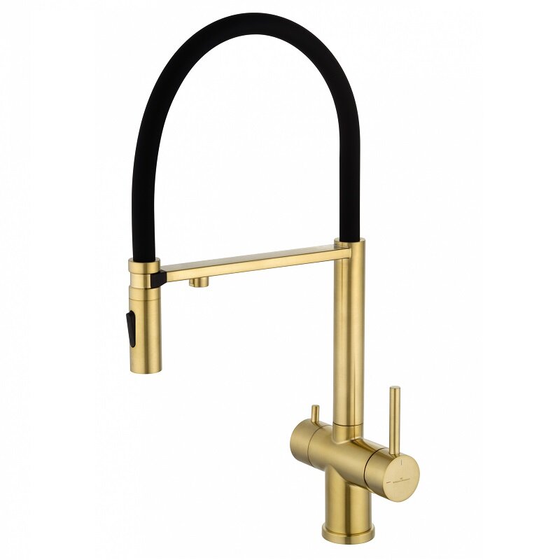 Изображение товара Смеситель для кухонной мойки Wonzon & Woghand WW-88458009-BG с подключением к фильтру золото