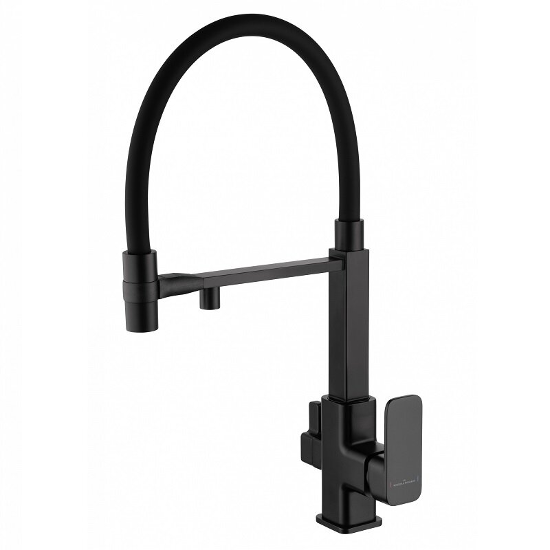 Изображение товара Смеситель для кухонной мойки Wonzon & Woghand WW-88458012-MB черный матовый с подключением к фильтр Изображение товара Смеситель для кухонной мойки Wonzon & Woghand WW-88458012-MB черный матовый с подключением к фильтр