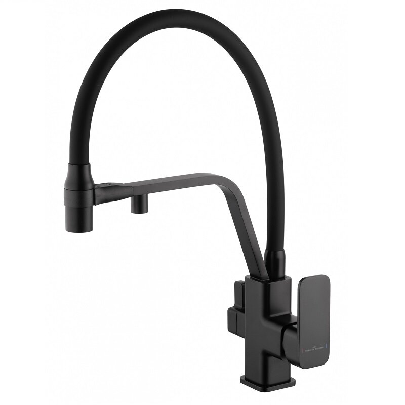 Изображение товара Смеситель для кухонной мойки Wonzon & Woghand WW-88458013-MB черный матовый с подключением к фильтр