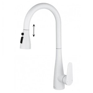 Изображение товара Смеситель для кухонной мойки Wonzon & Woghand WW-121E201B-MW, с выдвижным изливом, цвет белый матовый