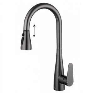 Изображение товара Смеситель для кухонной мойки Wonzon & Woghand WW-121E201B-BGG, с выдвижным изливом, цвет темный графит