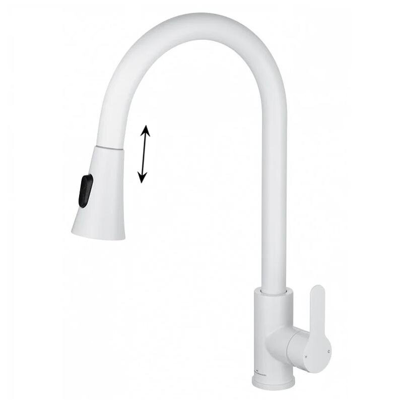 Изображение товара Смеситель для кухонной мойки Wonzon & Woghand WW-121E201L-MW выдвижной белый матовый