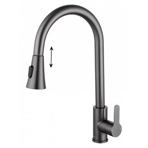 Изображение товара Смеситель для кухонной мойки Wonzon & Woghand WW-121E201L-BGG, с выдвижным изливом, цвет темный графит