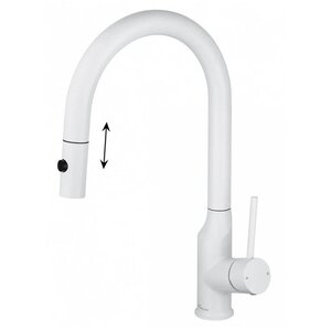 Изображение товара Смеситель для кухонной мойки Wonzon & Woghand WW-A21252-MW, с выдвижным изливом, цвет белый матовый