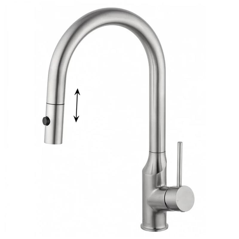 Изображение товара Смеситель для кухонной мойки Wonzon & Woghand WW-A21252-BS с выдвижным изливом Изображение товара Смеситель для кухонной мойки Wonzon & Woghand WW-A21252-BS с выдвижным изливом