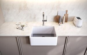 Изображение товара Мойка кухонная Alveus Neoceramic 227978, 44.8 х 44.8 см, нержавеющая сталь/акрил, белая