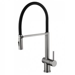 Изображение товара Смеситель для кухонной мойки Wonzon & Woghand WW-88438003-BGM, с гибким изливом, цвет темный графит