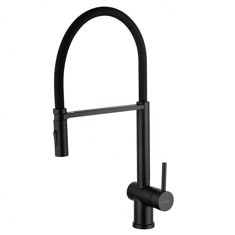 Изображение товара Смеситель для кухонной мойки Wonzon & Woghand с выдвижным изливом черный матовый