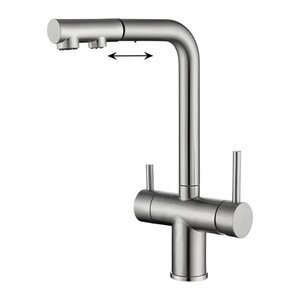 Изображение товара Смеситель для кухонной мойки Wonzon & Woghand WW-88458018-BN, с выдвижным изливом, с подключением к фильтру, цвет брашированный никель