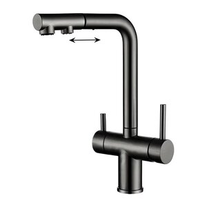 Изображение товара Смеситель для кухонной мойки Wonzon & Woghand WW-88458018-BGM, с выдвижным изливом, с подключением к фильтру, цвет темный графит