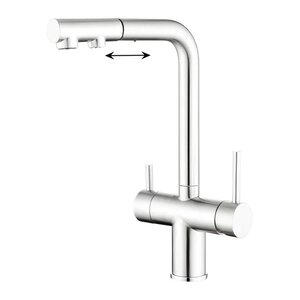 Изображение товара Смеситель для кухонной мойки Wonzon & Woghand WW-88458018-CR, с выдвижным изливом, с подключением к фильтру, цвет хром