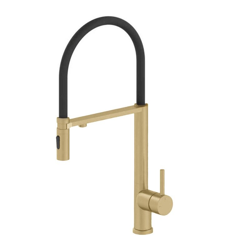 Изображение товара Смеситель для кухонной мойки Wonzon & Woghand WW-458027-BG с выдвижным изливом и брашированным золо