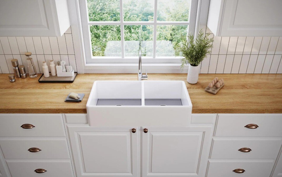 Изображение товара Мойка кухонная Alveus Neoceramic 81.2х44.8 см двойная белая из нержавеющей стали и акрилового камня