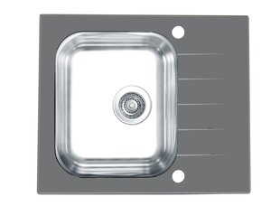 Изображение товара Мойка кухонная Alveus Vitro 1130526, 60 х 50 см, нержавеющая сталь/серое стекло