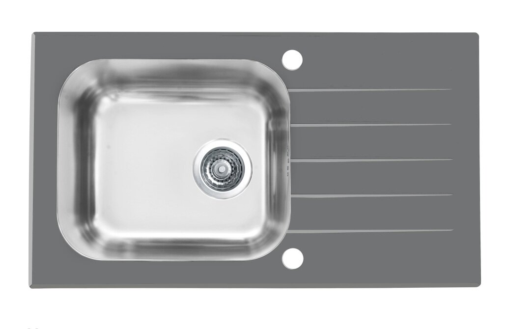 Изображение товара Мойка Alveus Vitro 1130528 Нержавеющая сталь/серое стекло с крылом