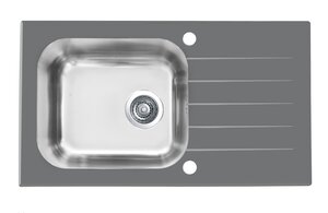 Изображение товара Мойка кухонная Alveus Vitro 1130528, 78 х 43.5 см, нержавеющая сталь/серое стекло