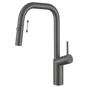 Изображение товара Смеситель для кухни Vincea VKF-107GM вороненая сталь однорычажный с вытягиваемым изливом