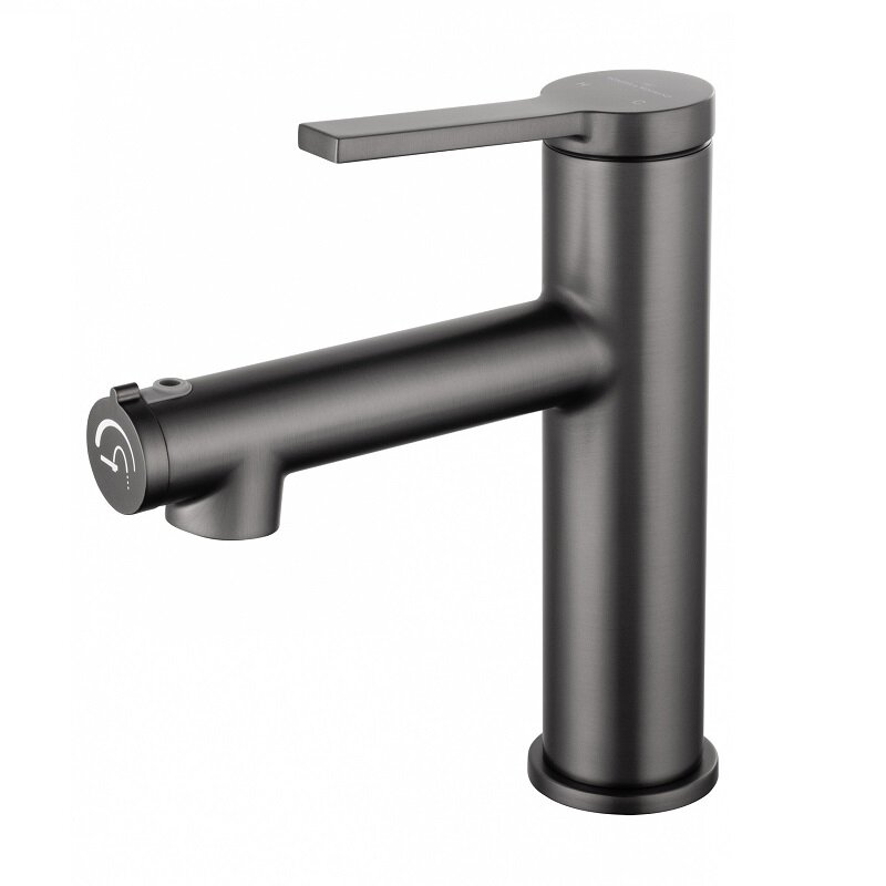 Изображение товара Смеситель для раковины Wonzon & Woghand WW-H1017-BGG, с функцией полоскания, темный графит