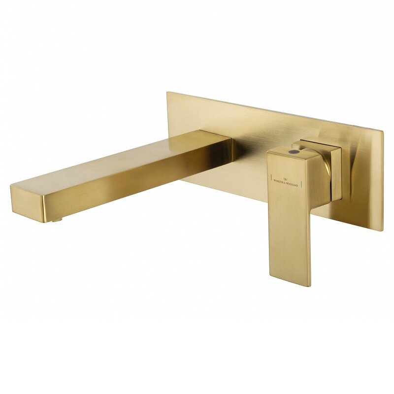 Изображение товара Встраиваемый смеситель для раковины с брашированным золотом Wonzon & Woghand Cube WW-88869016-BG