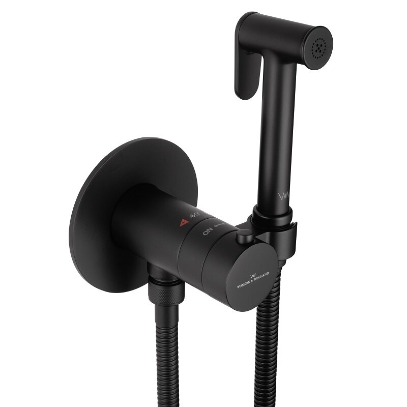 Изображение товара Гигиенический душ Wonzon & Woghand WW-88829909-MB с термостатом черный матовый система против извес