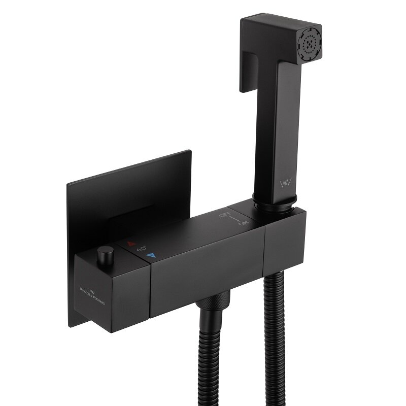 Изображение товара Гигиенический душ Wonzon & Woghand WW-88819903-MB с термостатом и матовым черным цветом
