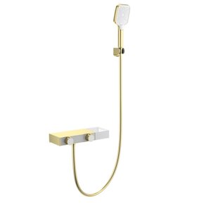 Изображение товара Смеситель для ванны и душа Wonzon & Woghand WW-B2551-BG, термостатический, с душевым гарнитуром, PVD покрытие, золото брашированное