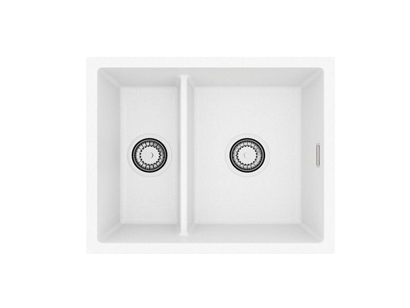 Изображение товара Alveus Omni 50 1150065 мойка кухонная 2 чаши GRANITAL белая 550x450 мм Изображение товара Alveus Omni 50 1150065 мойка кухонная 2 чаши GRANITAL белая 550x450 мм