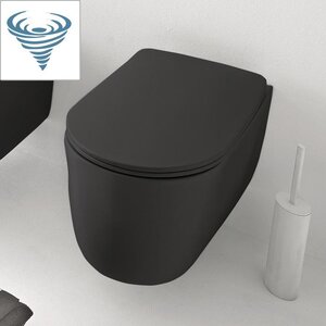 Изображение товара Подвесной унитаз Kerasan Nolita 531531, безободковый, смыв торнадо, цвет черный матовый