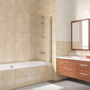 Изображение товара Шторка на ванну Vegas Glass EV LUX 75 08 01 R 75 см стекло прозрачное хром глянцевый профиль