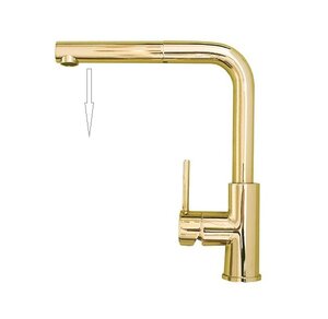 Изображение товара Смеситель Alveus Zeos-P Monarch 1136501, для кухонной мойки, с выдвижным изливом, золото PVD