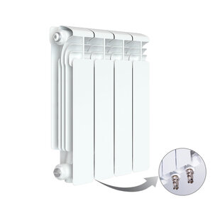 Изображение товара Радиатор алюминиевый Rifar Alum Ventil 350 R-AL-350-04-VL, 4 секции, нижнее левое подключение, цвет белый