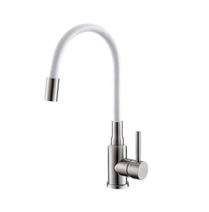 Изображение товара Смеситель Alveus Flexa 1147019, для кухонной мойки, гибкий излив, белый/нержавеющая сталь Sat