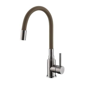 Изображение товара Смеситель Alveus Flexa 1147021, для кухонной мойки, гибкий излив, бежевый/нержавеющая сталь Sat