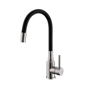 Изображение товара Смеситель Alveus Flexa 1147023, для кухонной мойки, гибкий излив, черный/нержавеющая сталь Sat