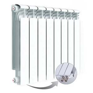 Изображение товара Радиатор алюминиевый Rifar Alum Ventil 500 R-AL-500-08-VL, 8 секций, нижнее левое подключение, цвет белый