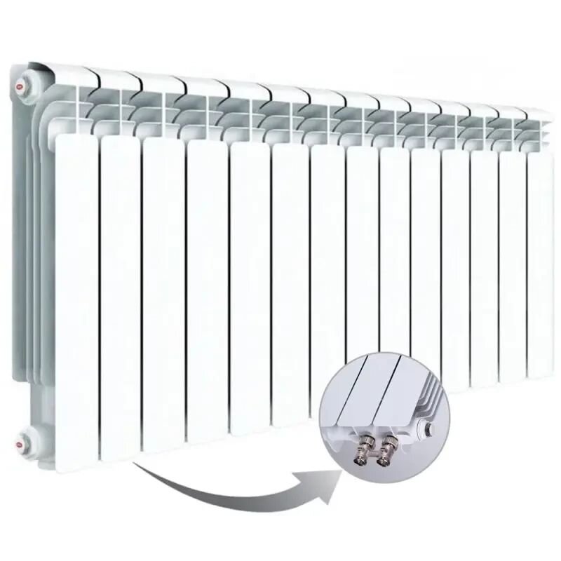 Изображение товара Алюминиевый радиатор Rifar Alum Ventil 14 секций нижнее левое подключение белый