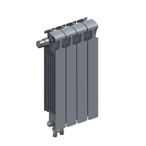 Изображение товара Радиатор биметаллический Rifar Monolit Ventil 500 R-MN-500-04-VL-TI, 4 секции, нижнее левое подключение, цвет титан