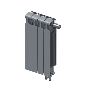 Изображение товара Радиатор биметаллический Rifar Monolit Ventil 500 R-MN-500-04-VR-TI, 4 секции, нижнее правое подключение, цвет титан