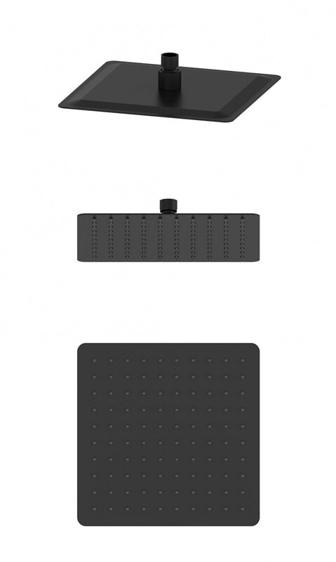 Изображение товара Верхний душ WW-88DP06-MB Wonzon & Woghand - квадрат, черный матовый, 25х25 см