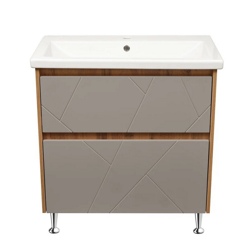 Изображение товара Тумба под раковину Stella Polar Рене SP-00001931 80 см, дуб вотан/серый