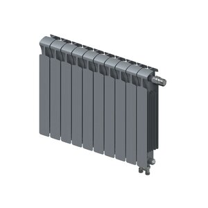 Изображение товара Радиатор биметаллический Rifar Monolit Ventil 500 R-MN-500-10-VR-TI, 10 секций, нижнее правое подключение, цвет титан